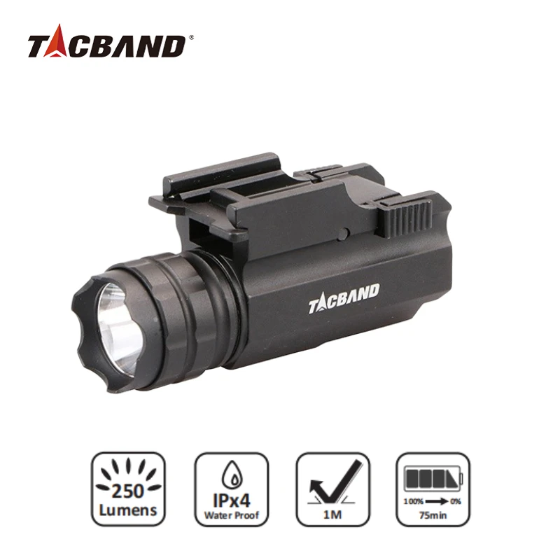 TACBAND Alloy 250 Lumens Tactical Portable Weapon Flashlight Strobe Torch LED Light IPx4 Water Proof Outdoor Hunting Shooting portable liquid pumping barrel pump car fuel tank oil pump electric explosion proof barrel pump oil drum electric oil pump