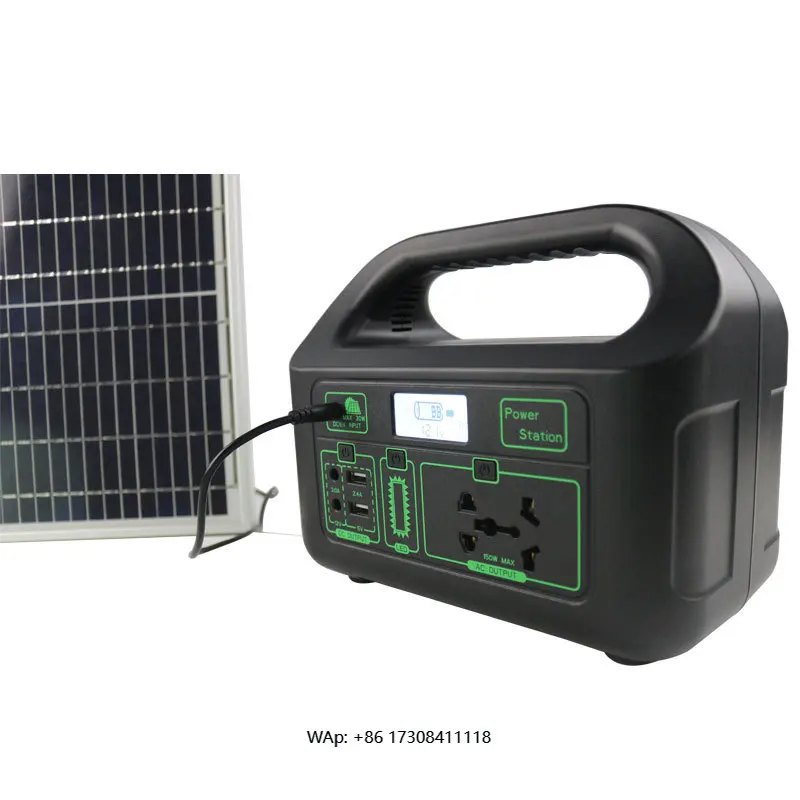 

100W Grid Solar Power System with Lifepo4 UPS Battery Mini Portable Outdoor Power Station MPPT Controller 220V System Voltage