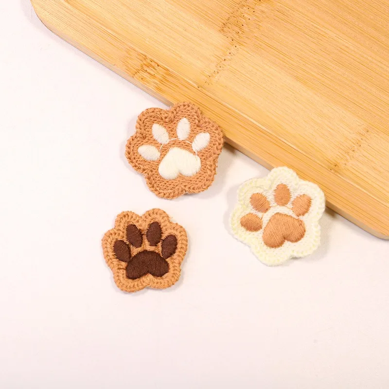 5pcs Cute Cartoon Bear Paw Embroidered Patch Two-color Cat Paw Clothing Hair Accessories Handmade Accessories Embroidered Patch