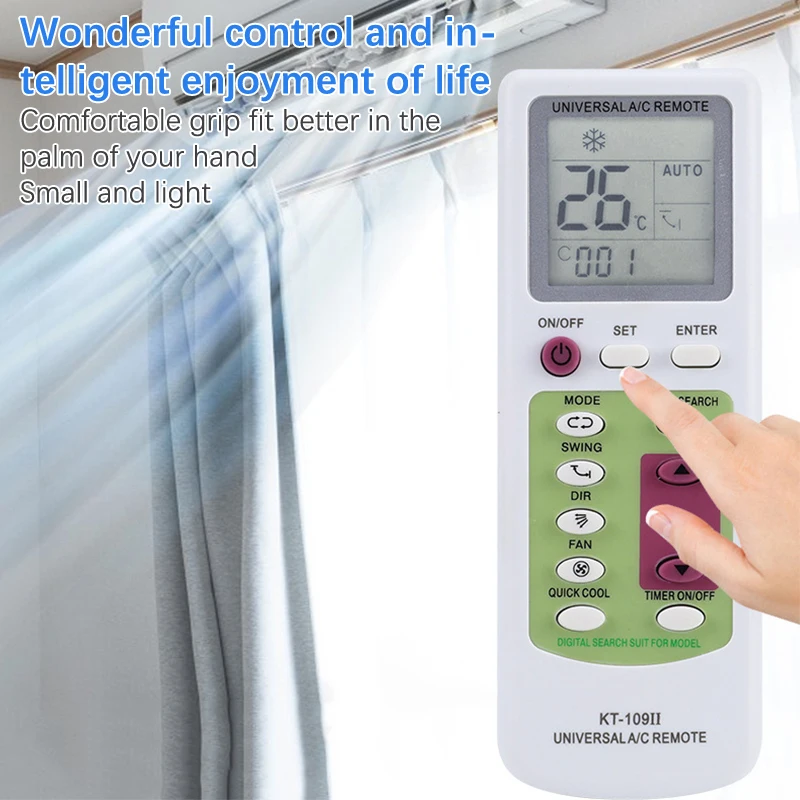 KT109II Remote Control Universal, aksesori AC pengganti Display LCD dengan Remote Control