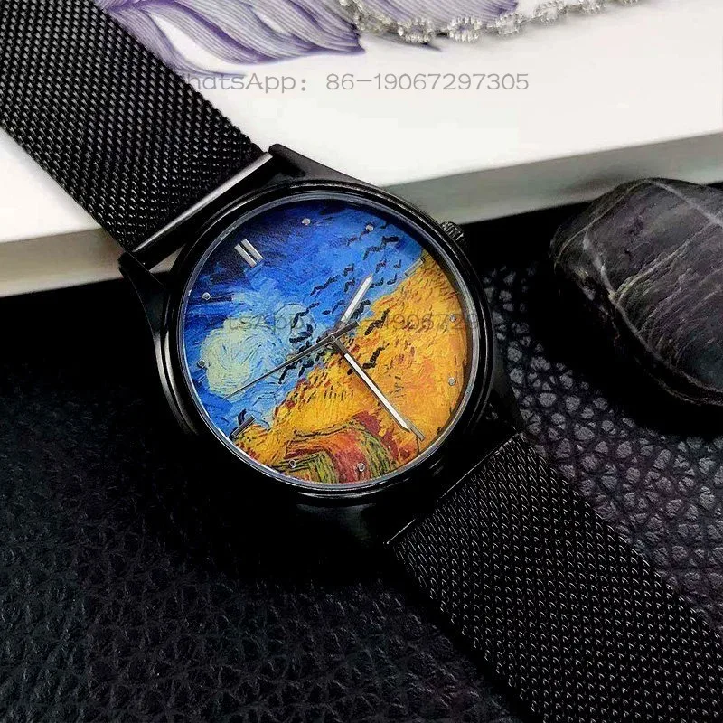 Illustration Wheat Field Crow Art Classic Creative Watch Men's Quartz Watch