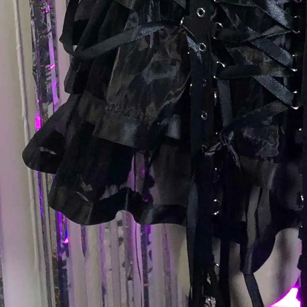 Kawaii Punk Rock DIY jaren '90 Goth E-Girls Gothic Rokken Lace-up Grunge Harajuku Emo Tiener Handgemaakte Eco Club Wear Y2K TOPS