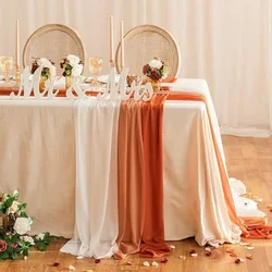 Wedding Chiffon Table Runner Sheer Solid Tablecloth Dinning Table Rustic Boho Reception Party Home Bridal Shower Decoration
