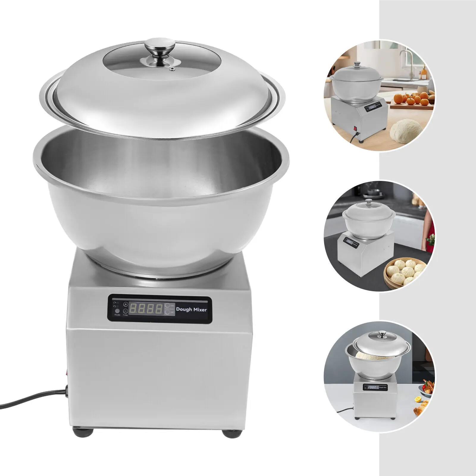 

8kg (18 lb) Commercial Dough Mixer - Heavy Duty Electric Dough Kneading Machine, 1500W (2HP)