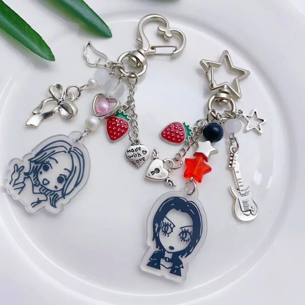 Periférico de Anime NANA dibujos animados lindos fresas cadena de cuentas colgante mochila traje accesorio decoración festivales regalo