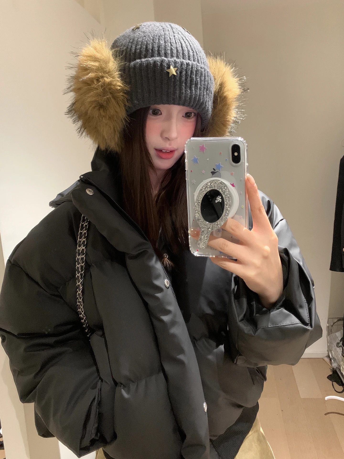 Korean Style Plush Knitted Beanie Hat For Women Thickened Ear Protection Hat Cold-Proof Woolen Hat For Winter