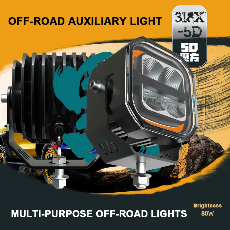 SJC Per Tank 300 Wrangler 5 Pollici Paraurti Anteriore A-pillar Luci 80W Angel Eyes Lampada di Guida Quadrata a LED Faretti Fuoristrada