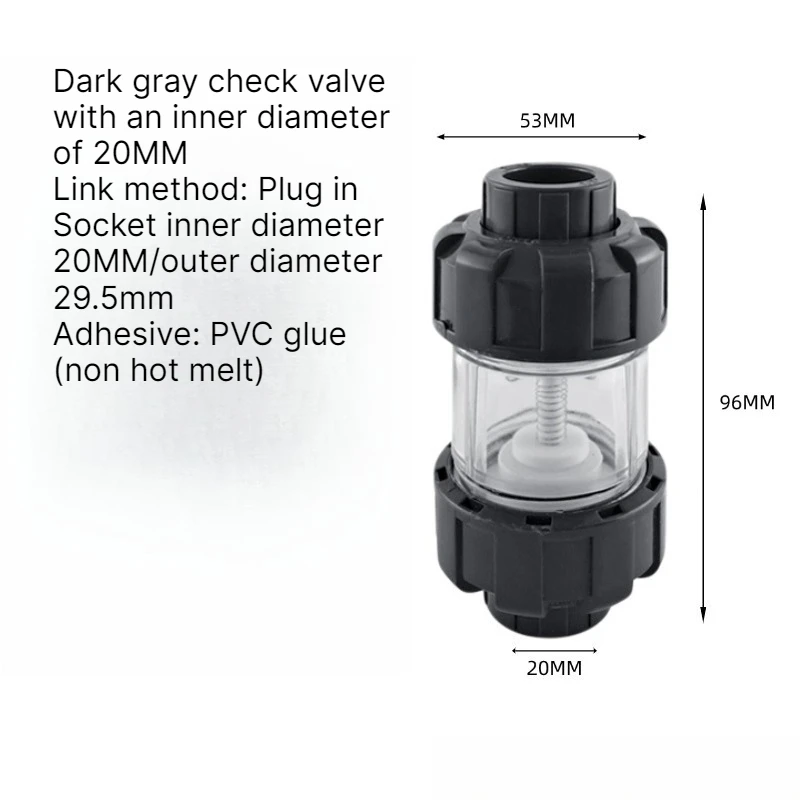 Lifting Plastic Check Valve for Fish Tank, Double Union Non-Return Anti-Backflow One Way Valve Aquarium Water Pipe Fittings
