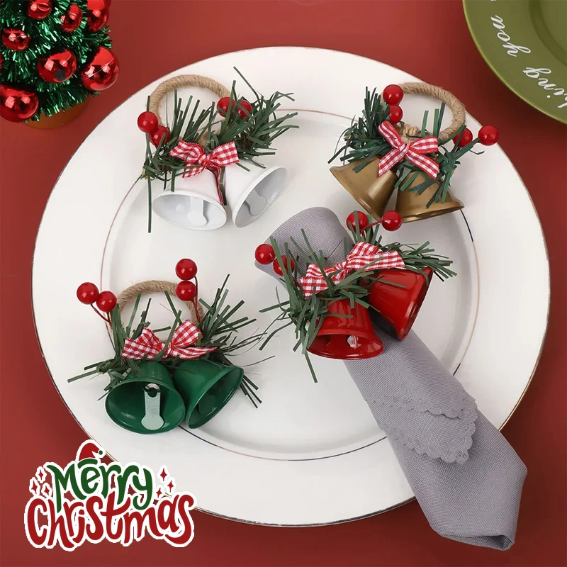 Christmas Bell Napkin Rings Metal Woven Creative Hotel Table Decor Holiday Party Supplies Elegant Dining Accent for Festive