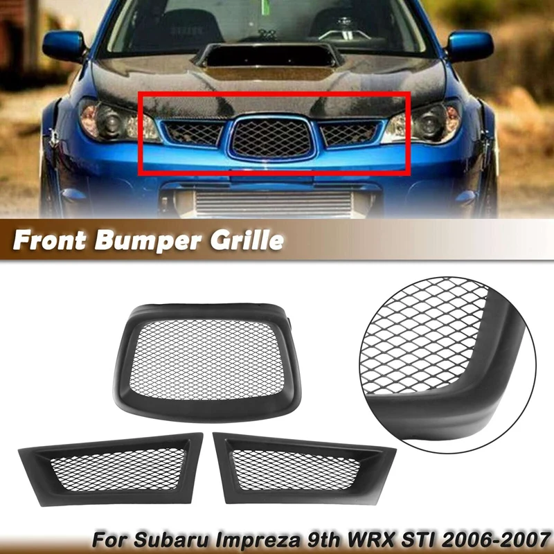 

Car Front Bumper Lower Mesh Grill Grille Cover Trim For Subaru Impreza 9Th 2006 2007 WRX STI