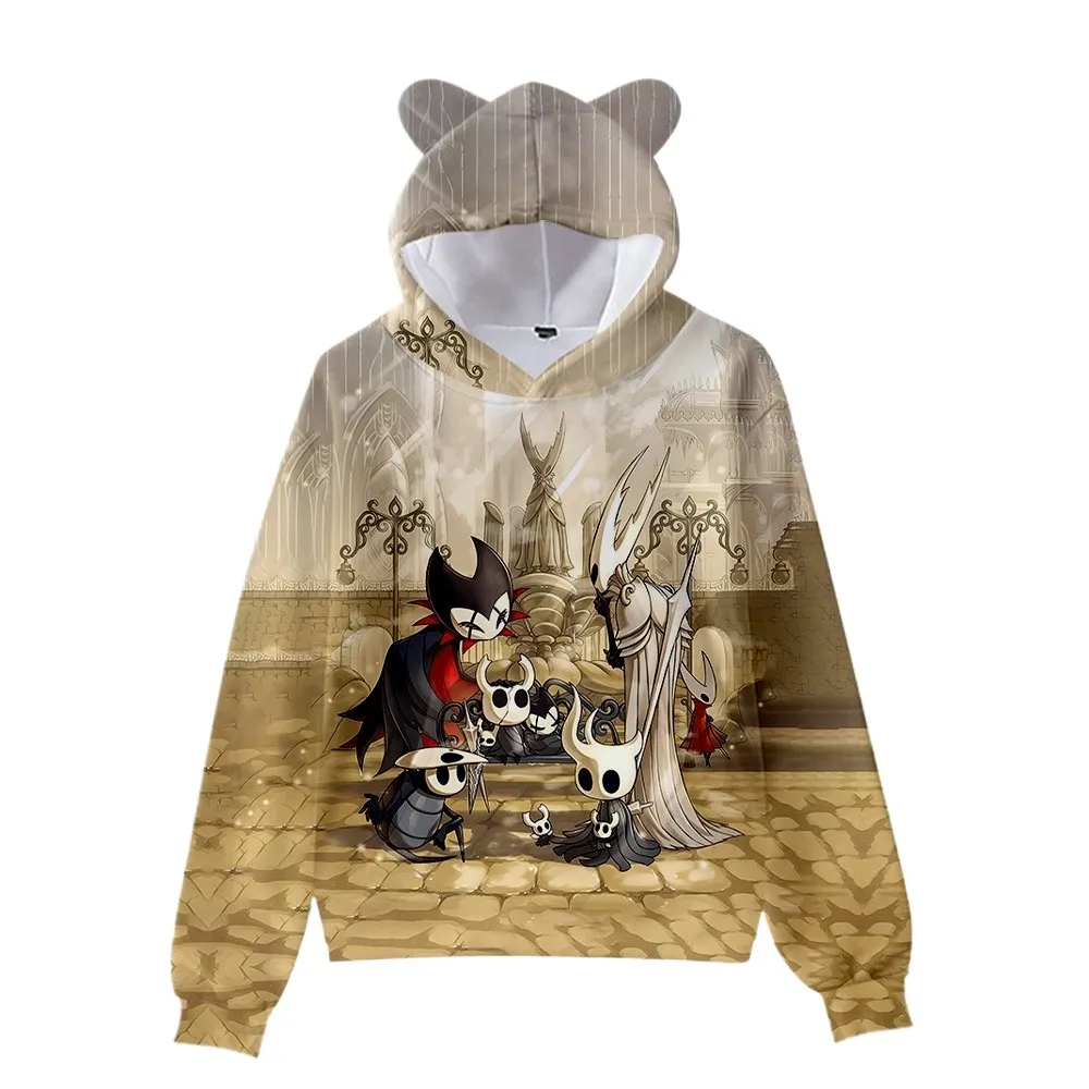 كنزات هولو نايت سيلكسونغ بغطاء للرأس ثلاثية الأبعاد مطبوعة آذان القط 2025 جديد أنيمي موضة هوديس بنين بنات أطفال بلوفرات للجنسين #1