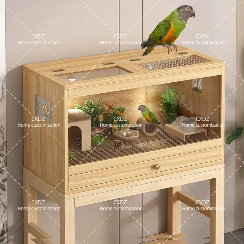 Xuanfeng Parrot Pet Ruding Chicken Breeding Box Climbing Pet Cage Constant Temperature Luxury Large Villa Wooden Bird Chick