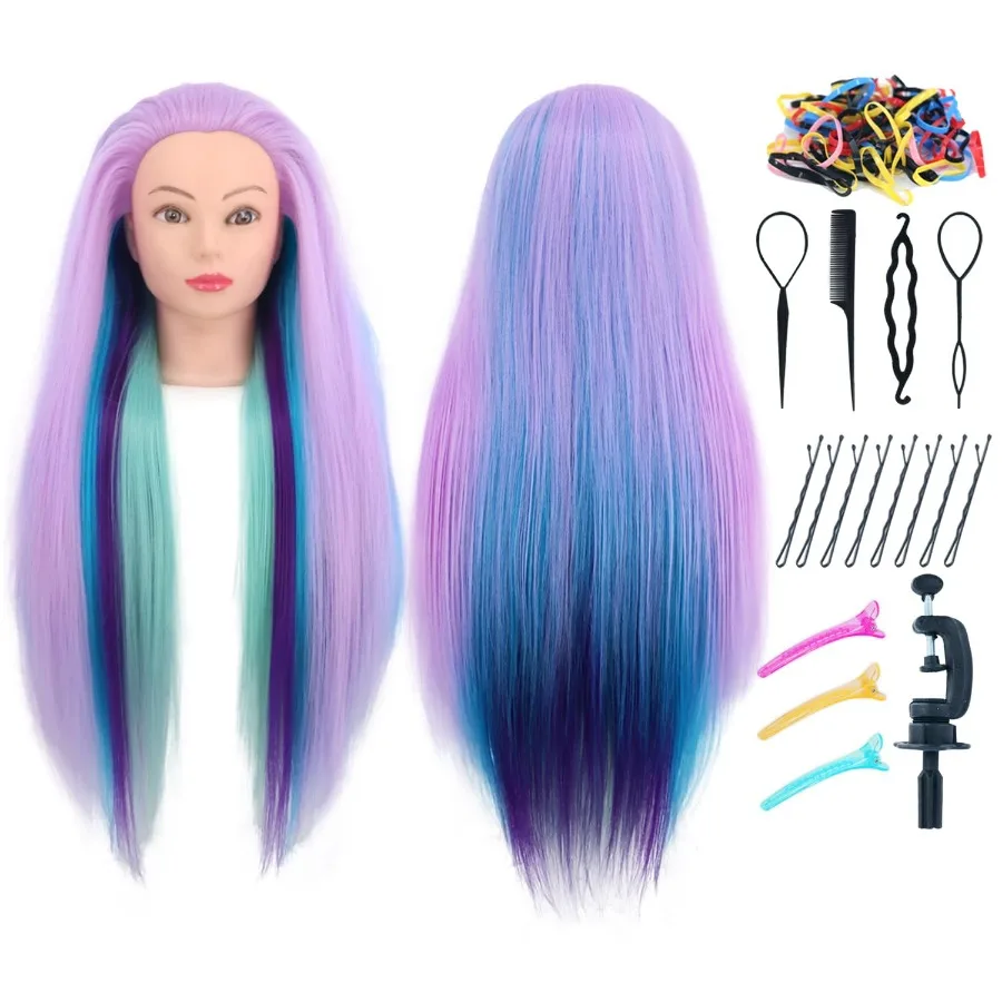 

29-дюймовая голова манекена с волосами для укладки волос и плетения в косметологическом обучением Регулируемый зажим-держатель в комплекте C