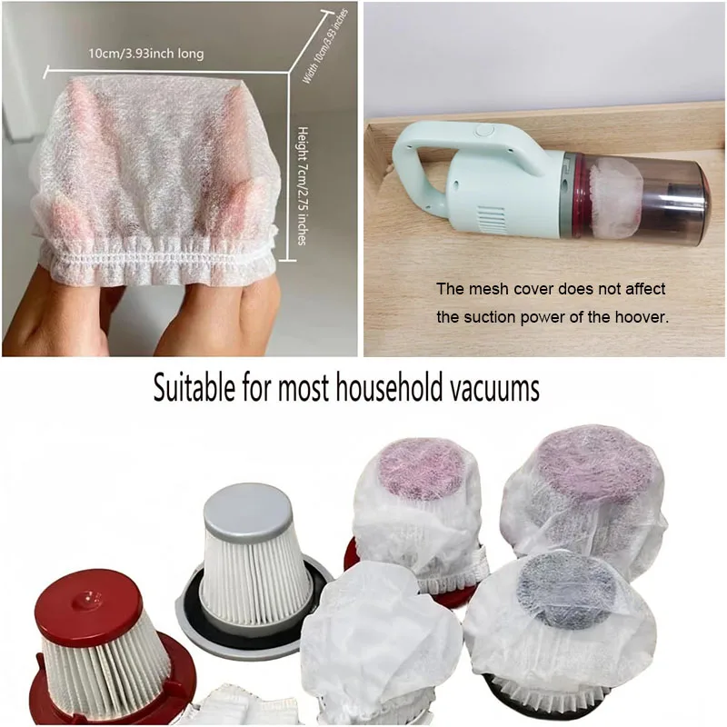 100pcs Vacuum Cleaner Filter Mesh Replacement Disposable Filter Cover Accessories Non-wovens Dust Collection Filter Mesh Net