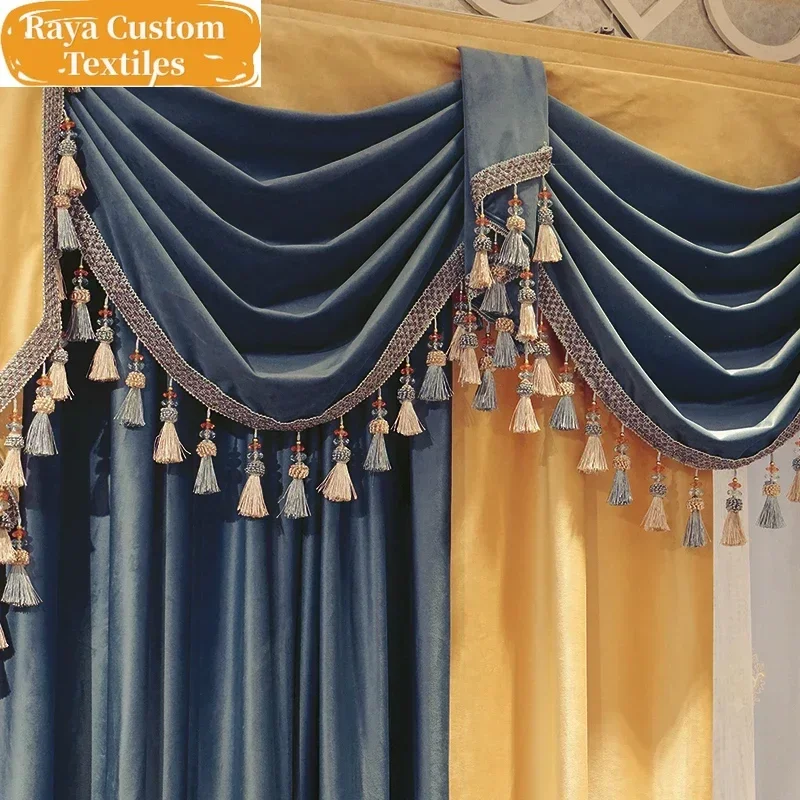 

Curtains for Living Room Dining Bedroom Luxury Elegant European Retro Style Noble High-end Velvet Thick Shading Palace Curtain