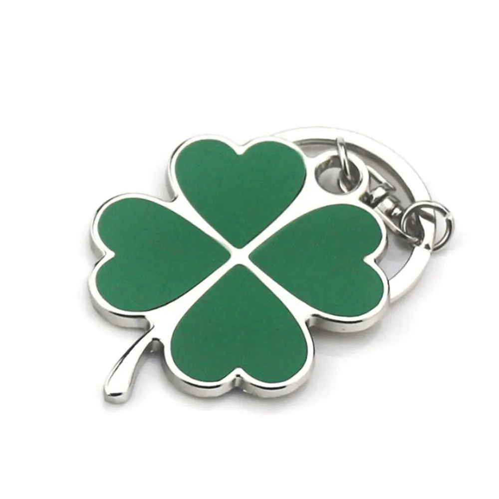 Simple New Niche Green Leaf Keychain Fashion Creative Exquisite Four-leaf Clover Lucky Keychain Key Ring Holiday GiftAccessories