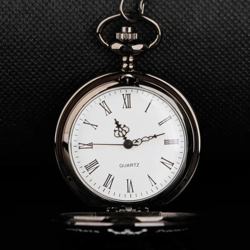 Black Quartz Pocket Watch with Necklace "I Love You" Grandpa Gift Roman Numeral Dial Simple Style Direct Sales Product