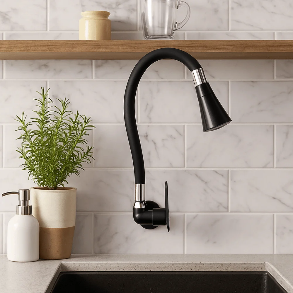 

Durable Zinc Alloy Kitchen Faucet 2 Modes Water Saving Rotatable Spout Faucet Universal Wall Mounted Faucet Restaurant
