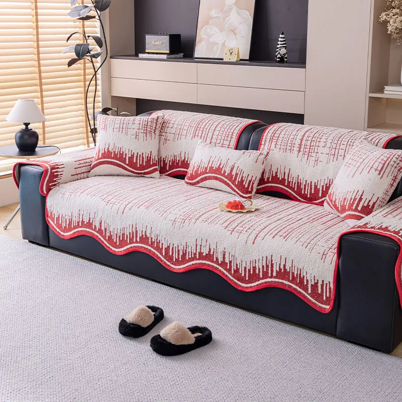 1PC-Irregular sofa cushion, suitable for all seasons, anti slip fixed straight row sofa cushion, dust-proof protection