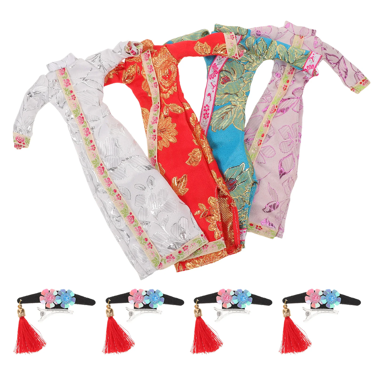 

4 комплекта Cheongsam, декоративная китайская одежда, стильная одежда для детей, детская фея