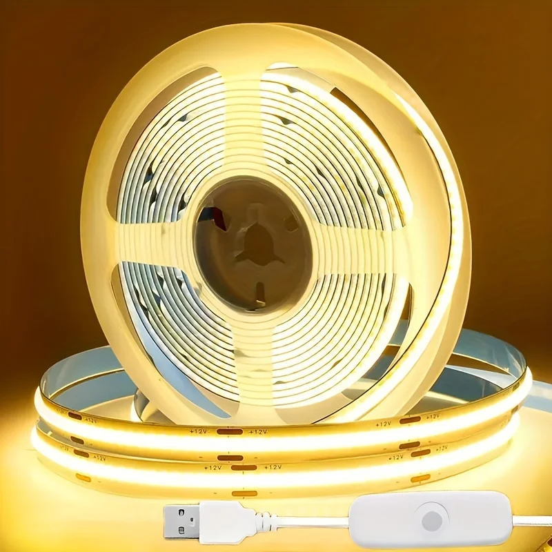 

Self-adhesive 5V 3mm 5mm 8mm Ultra Narrow Dimmable Ra90 320leds 400leds Flexible Cob Led Strip Light