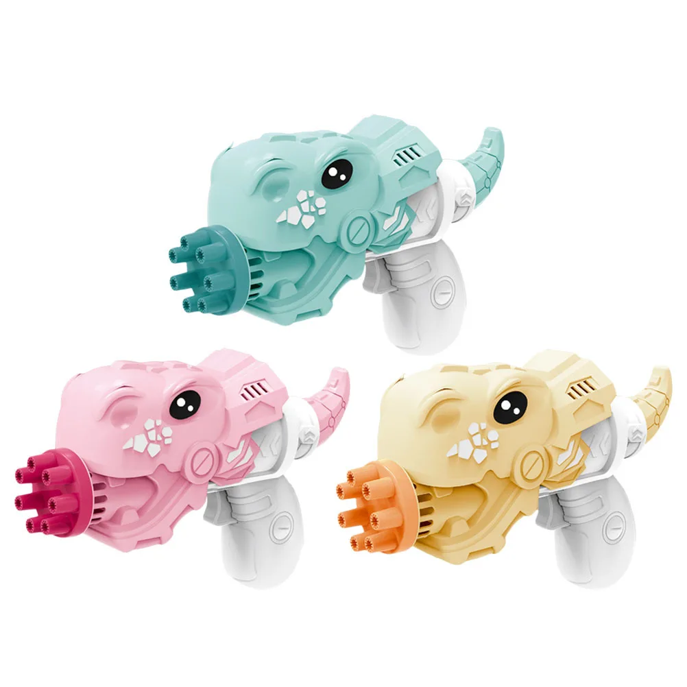 3-teilige Dinosaurier-Blasenmaschine, helle Farbe, tragbares Kunststoffgebläse für Kinder, Geburtstag, Weihnachten, Geschenk, Blasen für Kinder