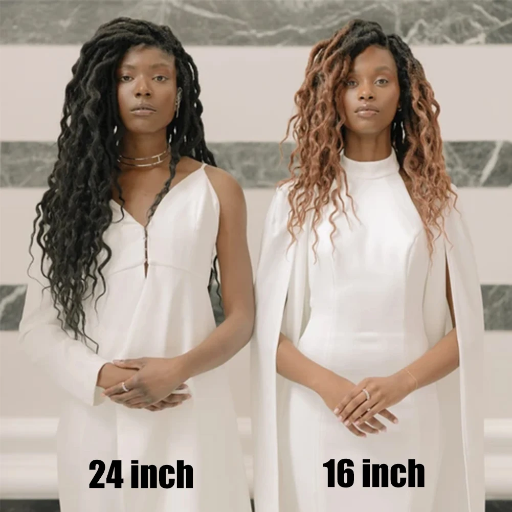 Goddess Boho Locs Crochet Hair 16 24 Inch Synthetic Wave Faux Locs Crochet Braids Pre Looped Black Ombre Brown Soft Locs Hair