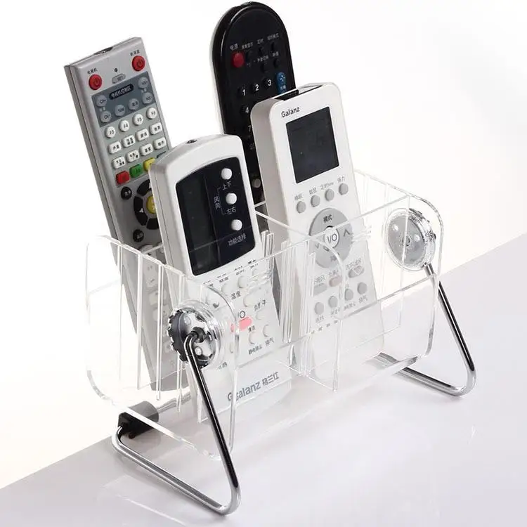 Acrylic Remote Controller Organizer Box 360 Degree Rotation Desktop Storage Box 6 Grids Skin Care Products Mobile Phone Stora...