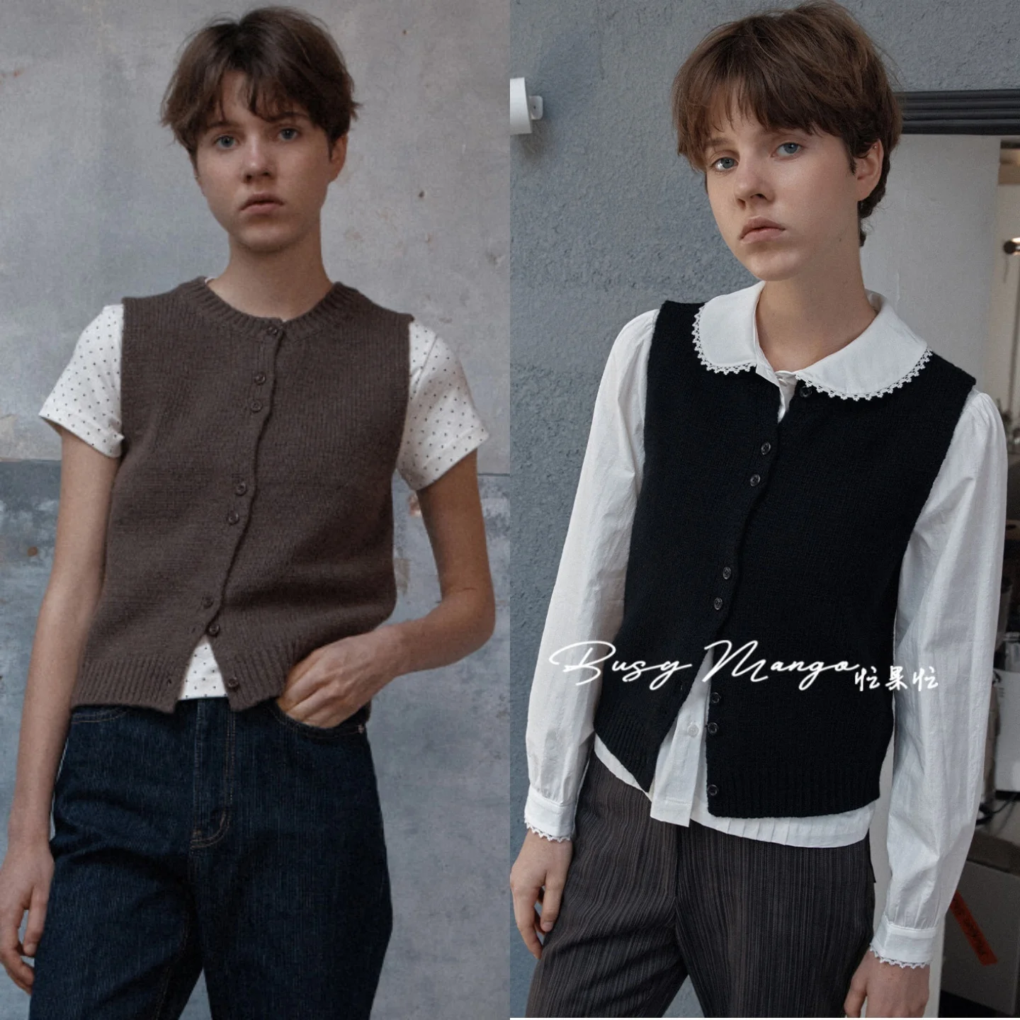 

Sle Lightweight Retro Wool Vest round Ne Commute Versatile Knitted Sweater Small irt V-Ne Korean Sle Women...