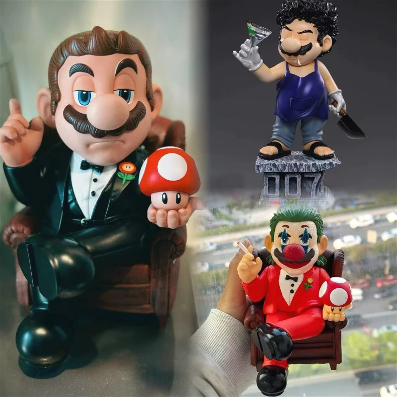

15,5 см аниме Марио игровая фигурка GK Крестный отец Марио сантехник сидячая поза фигурки ПВХ модель коллекция игрушек подарки на день рождения