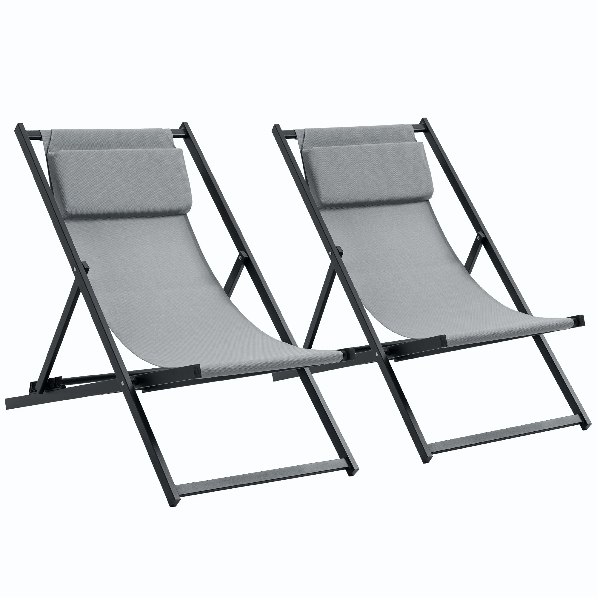 Outsunny Conjunto de 2 Tumbonas Plegables de Aluminio 58x96,5x91,5 cm Gris