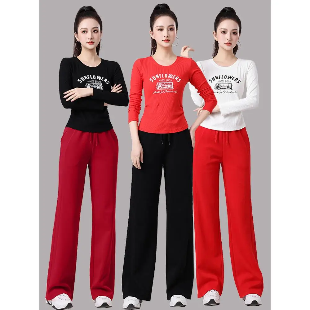 fall-winter-square-dance-fitness-running-suit-long-sleeve-top-casual-pants-cotton-sportswear-two-piece-set-women's-outfit