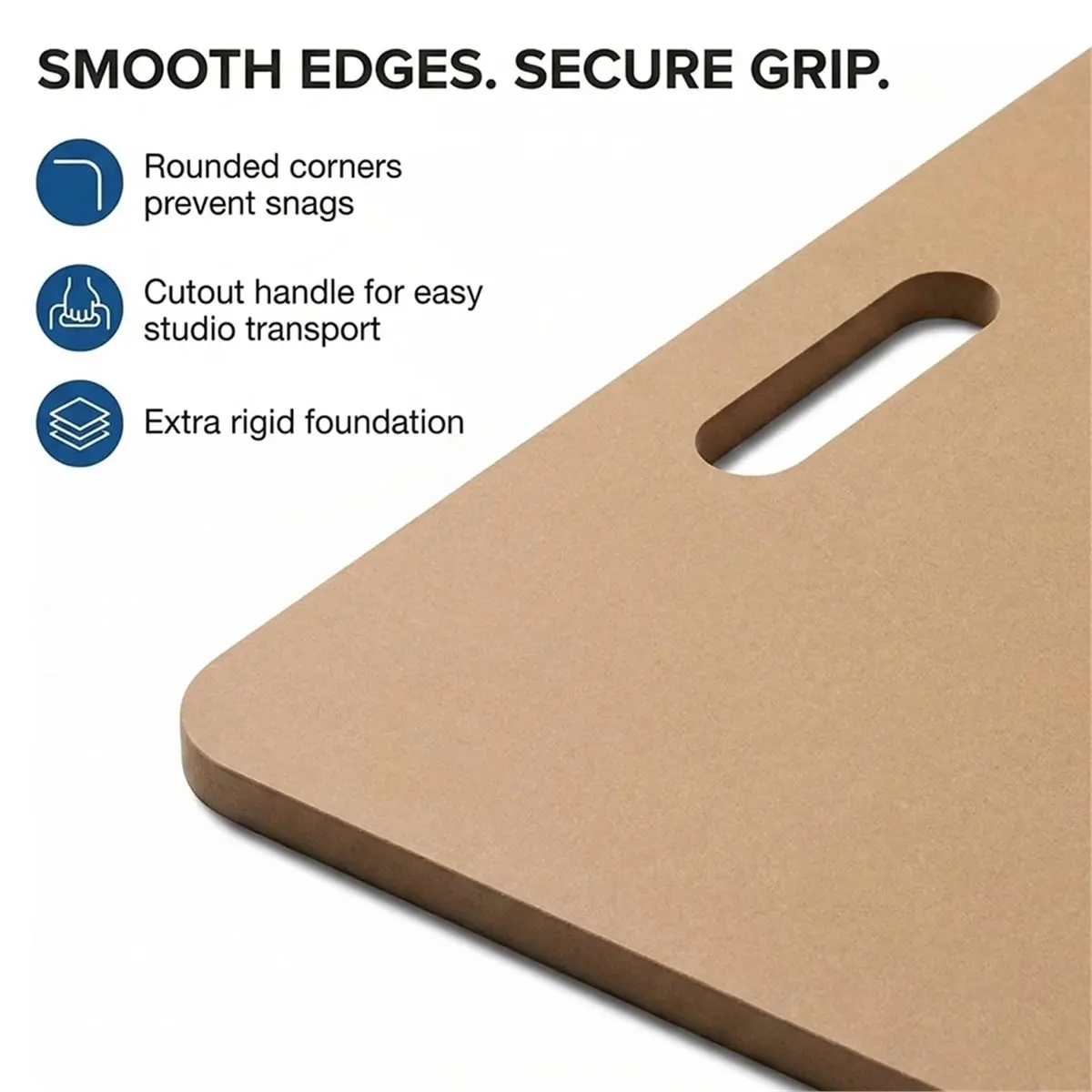 Masonite Board with Cutout Handle - Handmade Pottery Tool Mat Portable Art Tool for Drawing, Drafting, and Design
