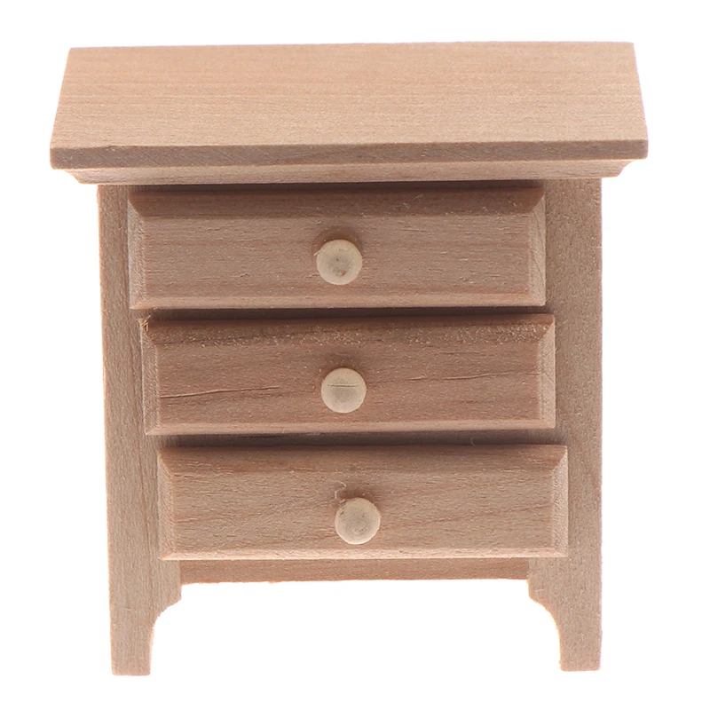 1/12 Dollhouse Miniature Wood Bedside Cabinet Model Furniture Accessories