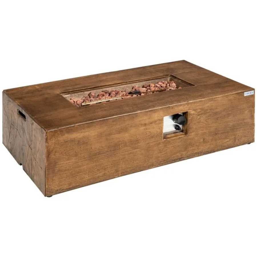 

48 x 27 Inch Outdoor Gas Fire Pit Table 50 000 BTU with Lava Rocks and Cover