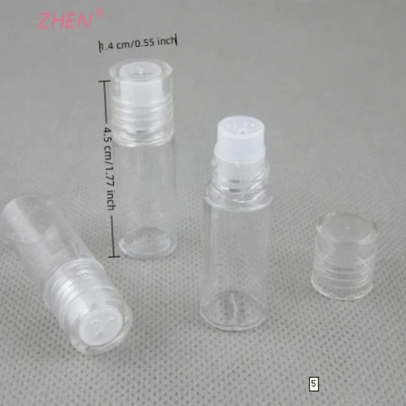 5Pcs Mini Klar 3ml Leere Lose Pulver Behälter Kunststoff Flasche Mit 3-loch Stecker Sichter Nachfüllbar für Lidschatten Kosmetik