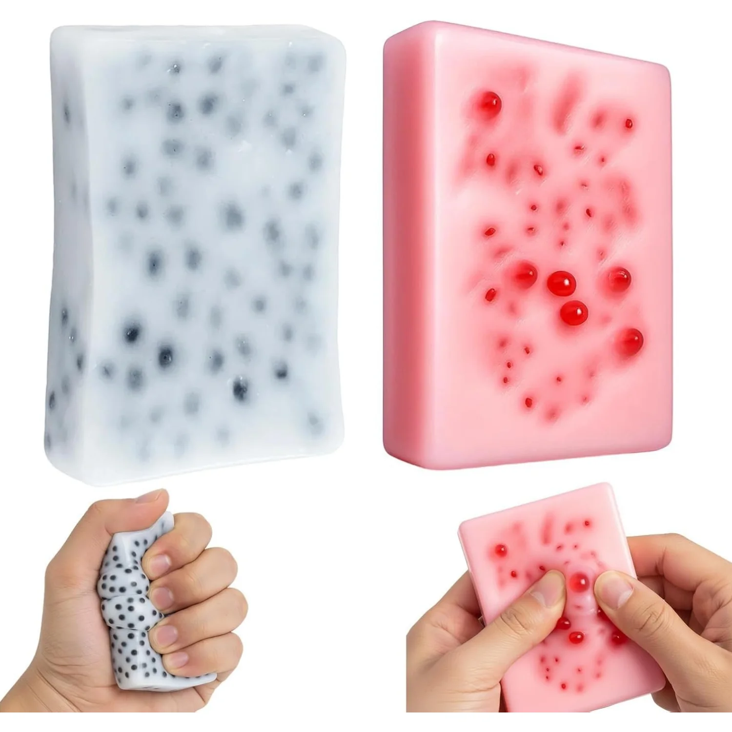 スクエア型の肌を引っ掻くようなスクイーズフィジェットトイ、ニキビを潰すような感覚玩具でストレス解消、大人向けのニキビを潰すようなスクイーズトイ