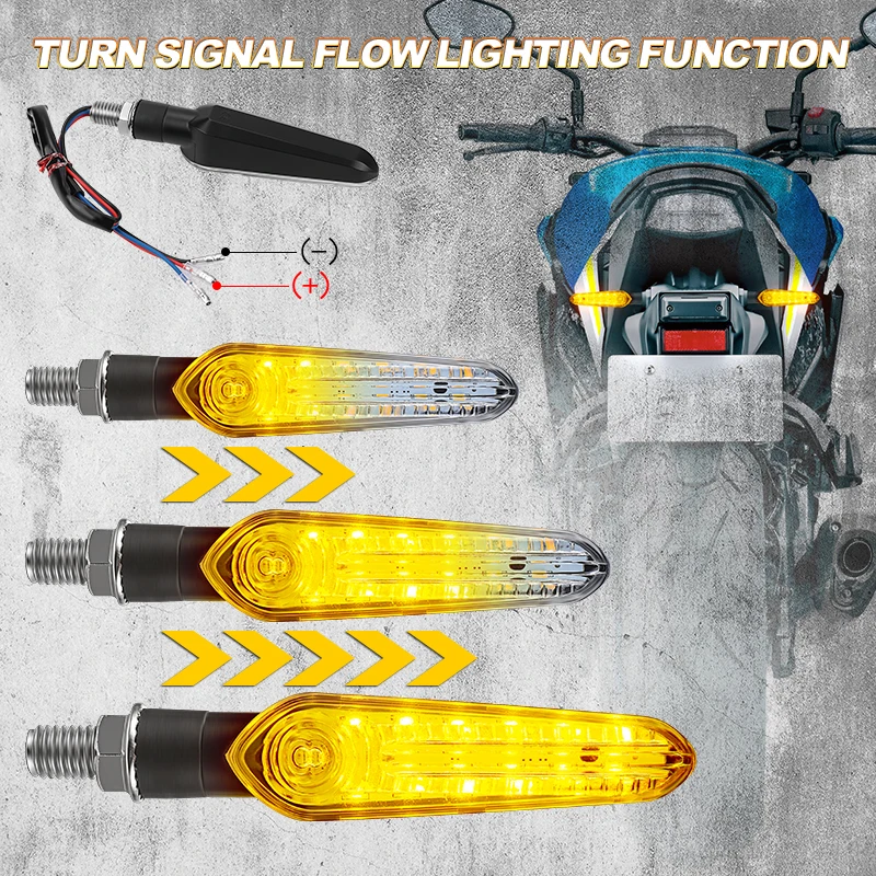 كروزر الخلفية بدوره إشارة دراجة نارية LED تدفق مؤشر اتجاه المياه مصباح M10 لهوندا سوزوكي ياماها 12 فولت أضواء الفرامل الخلفية #5