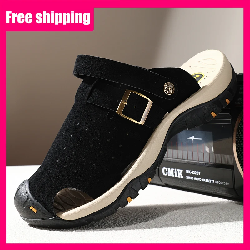 

Men Sandals Closed Toe Outdoor Casual Beach Sandals Dual-purpose Walking Comfortable Non Slip Wear-resistant Breathe Slippers