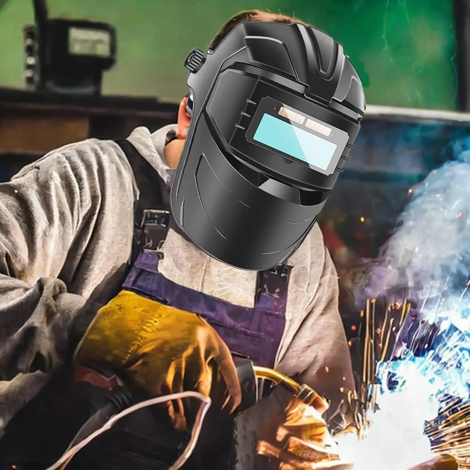 Auto Darkening Welding Hood Anti-Glare Welding Helmet Wide Shade Anti-fog Protector Face Adjustable Headgear for Construction