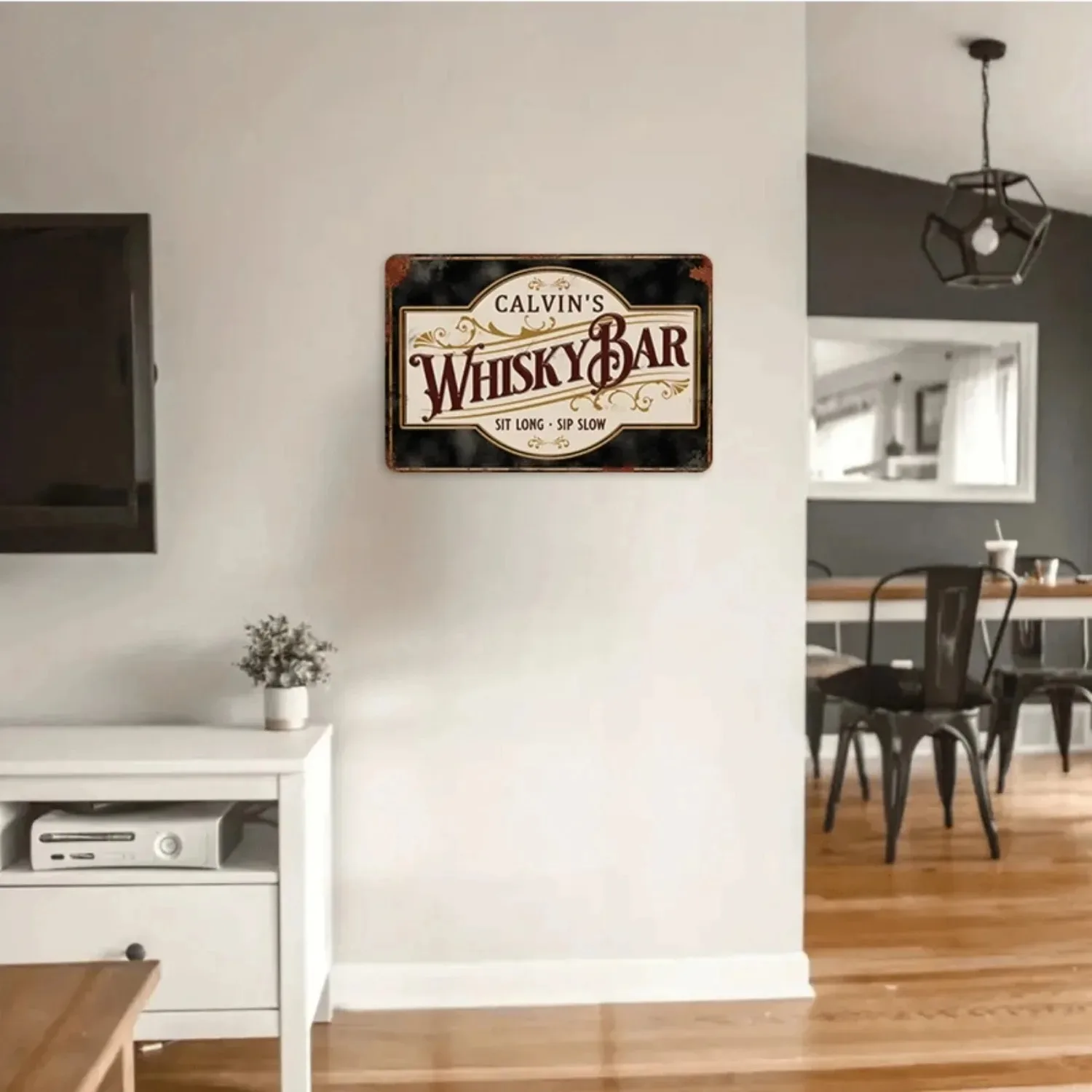 CIFbuy Personalized Retro Whisky Bar Aluminum Metal Sign Custom Vintage Wall Decor for Home Bar Man Cave Decor