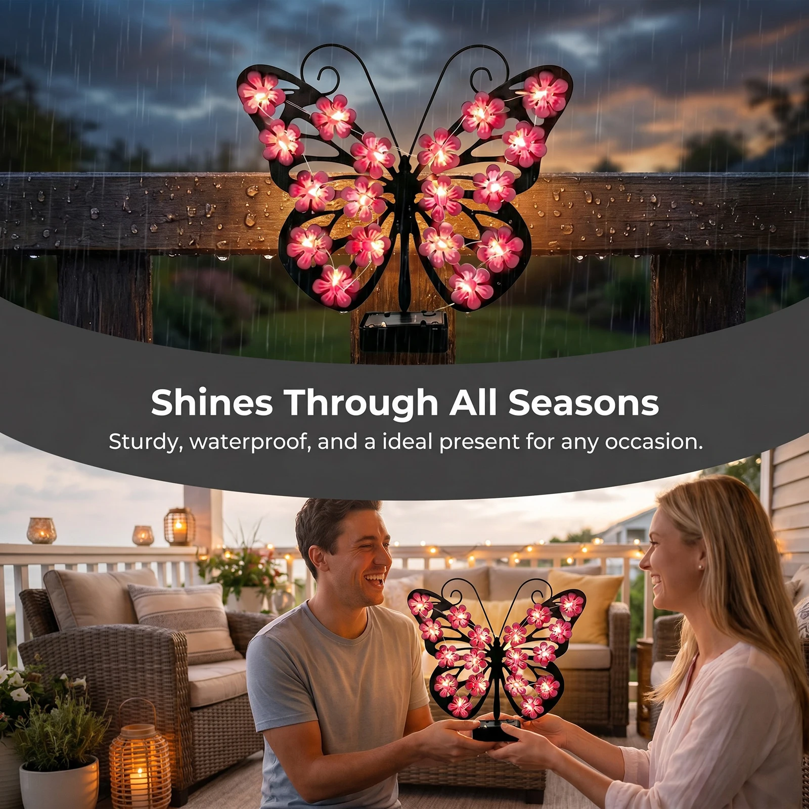 Freya Solar Metal Butterfly Wall Decor Waterproof IP65 - Luci