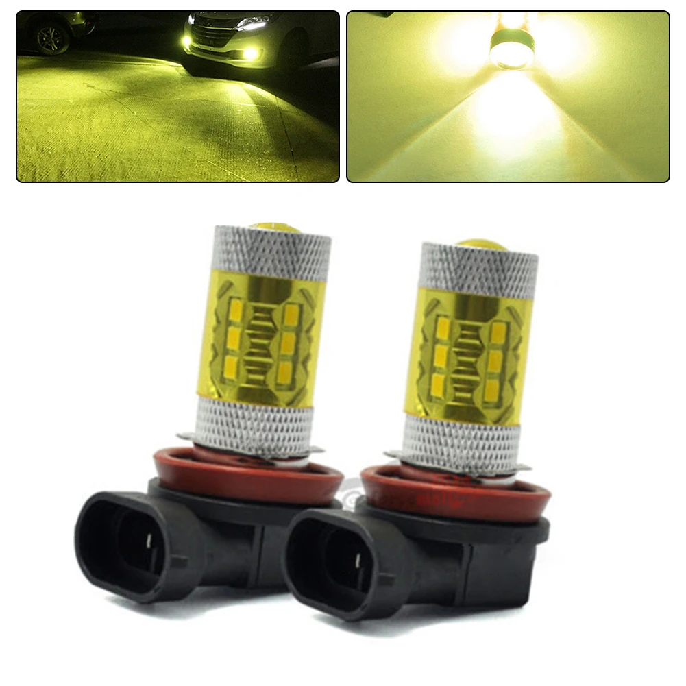 2pcs H11 H8 LED Bulbs Golden Yellow Fog Light DRL Light High Power 80W Lamp 1500LM 3000K Car Lights