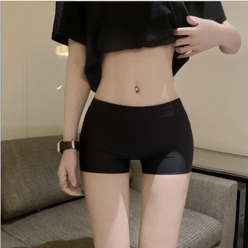 American style spicy girl solid color mid waist flat angle safety pants home comfort anti pinch buttocks girls' leggings