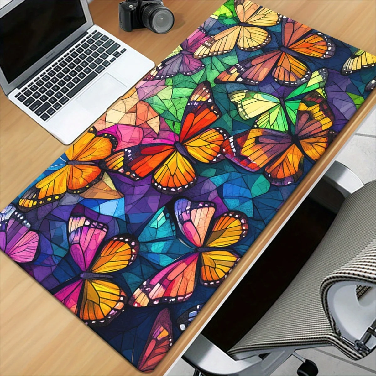 

1pc HD Printed Colorful Butterfly Cluster Desk Mat, Multi-Functional Gaming Keyboard Mouse Pad for Office & Home