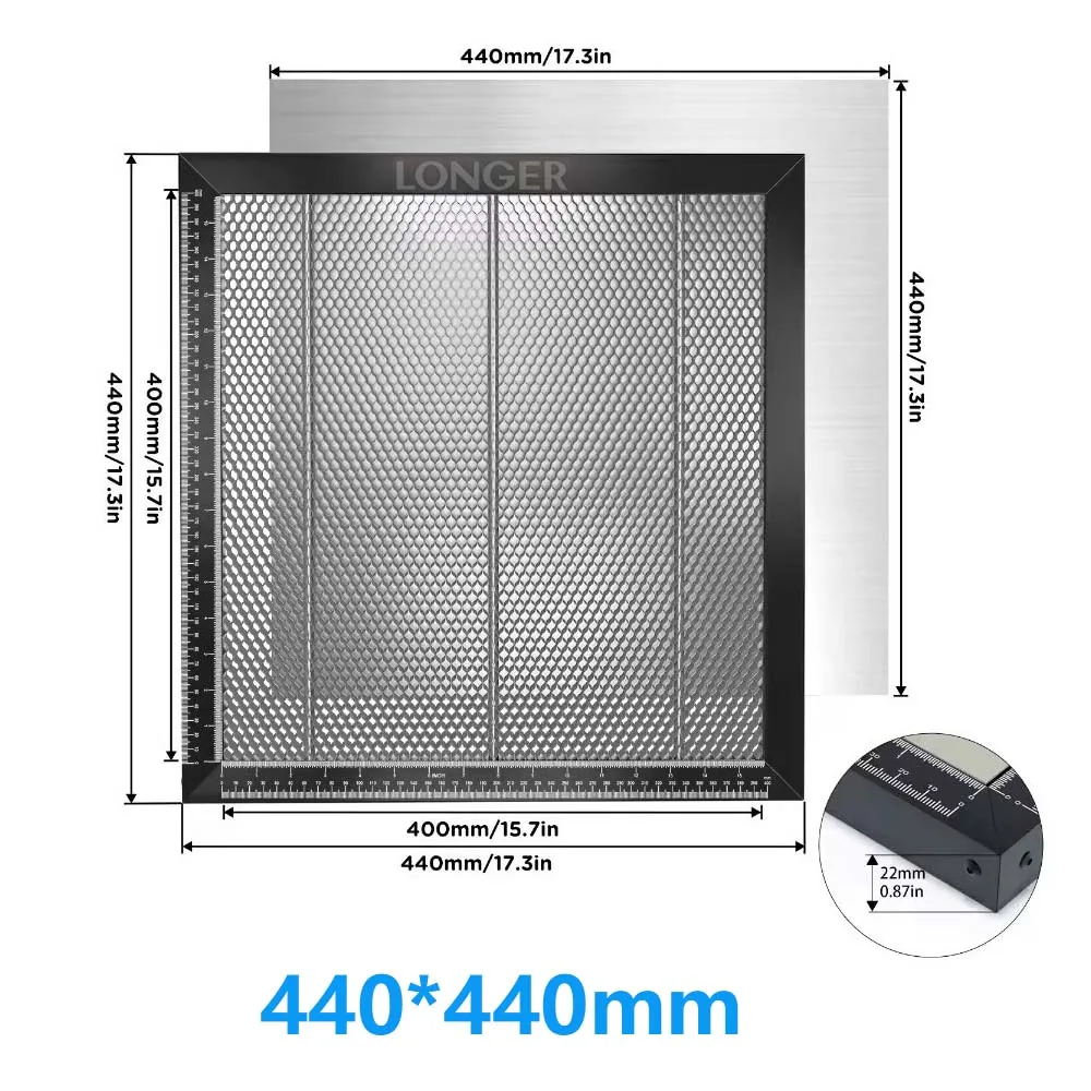 LANGER Lasergraveerder Honingraatpaneel 440*440*22mm Werktafel Volledig metalen stalen paneelbordplatform voor lasergraveerder Engravi