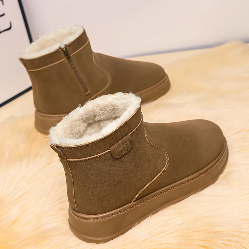 

Winter Flat Shoes Women 2025 New Fur Lining Warm Men Snow Boots Genuine Leather Comfortable Female Winter Ballet Loafers Shoes