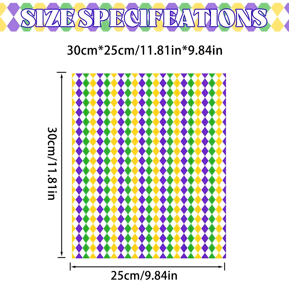 10 hojas de vinilo con transferencia térmica temática de Mardi Gras, 12 x 9,8 pulgadas, mezcladas con elementos de Mardi Gras como máscaras, flor - de