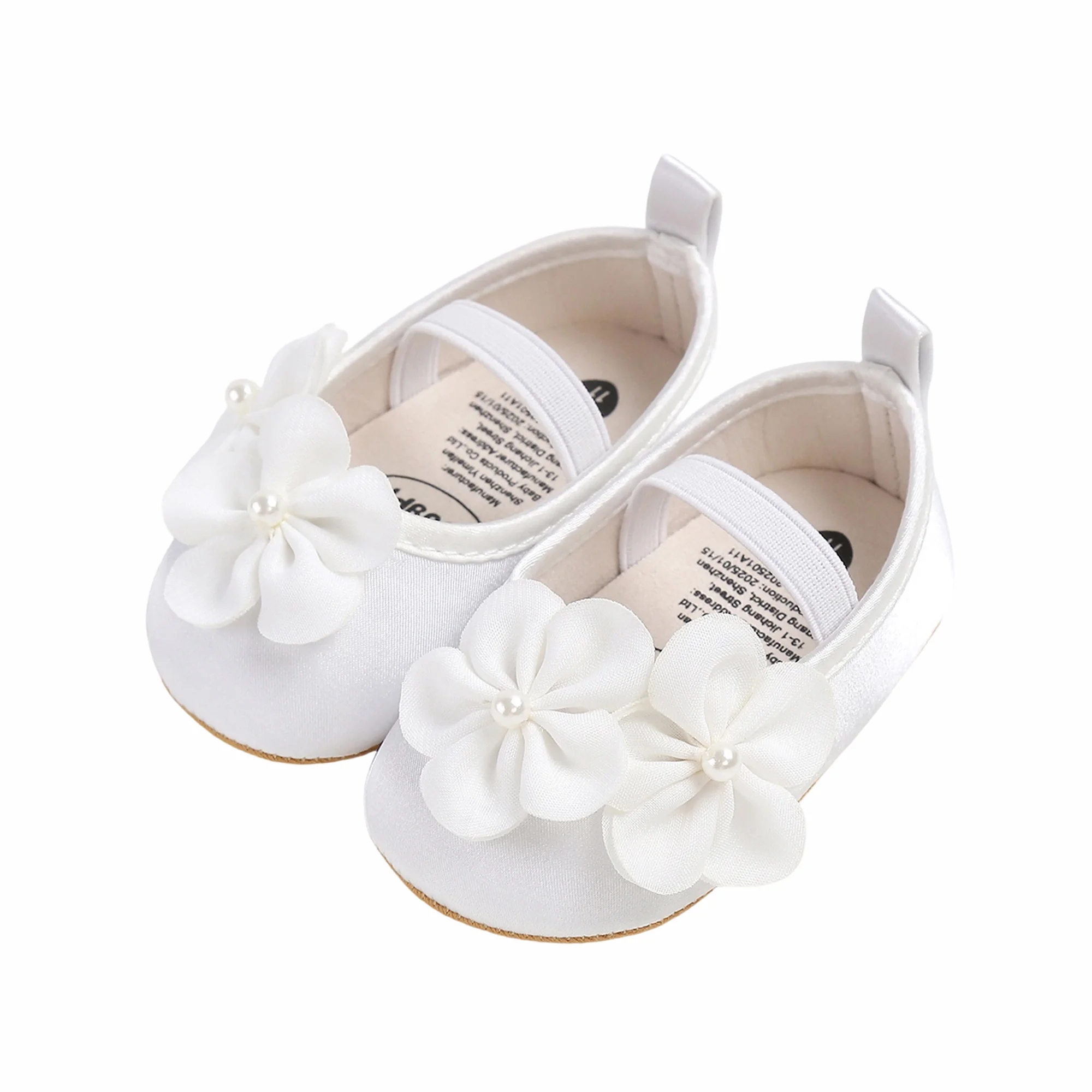 

Baby Girls Princess Shoes Soft Flower Pearls Non-slip Bottom First Walker Shoes Toddler Shoes
