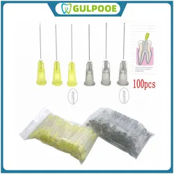 GULPOOE 100Pcs Dental Irrigation Needle Tip Disposable Sterile Medical Syringe Tip Bilateral Side Opening Endodontic Flushing